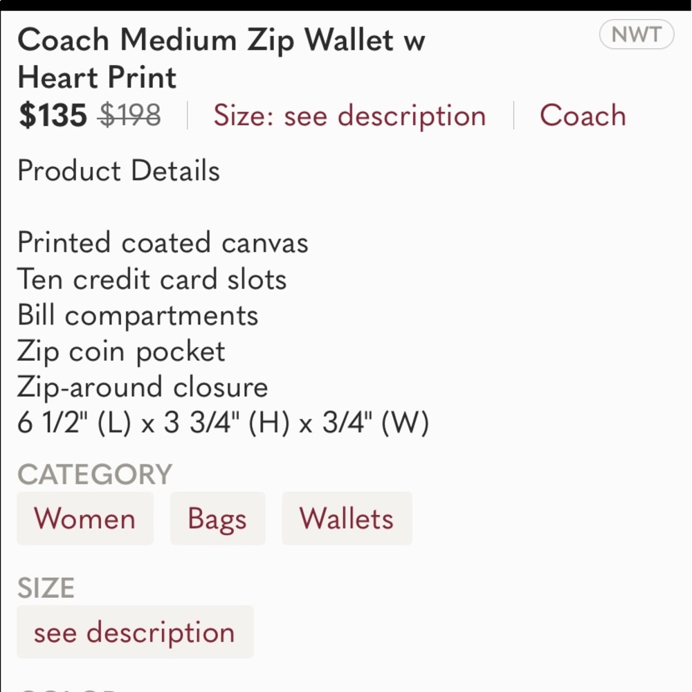 Coach Hearts Wallet - Picture 8 of 10